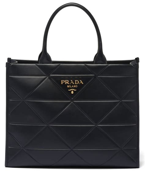 prada large monochrome leather tote|Prada leather tote handbag black.